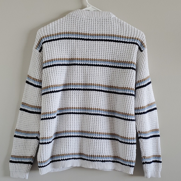 B. Coastline White Knit Stripped Cardigan Nautical Preppy Business Casual Sz S - Picture 7 of 11